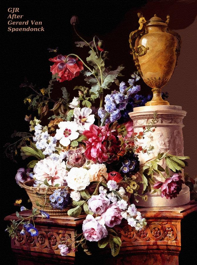 A Still Life With Alabaster Vase After The Original Painting By Gerard Van Spaendonck L A S Digital Art