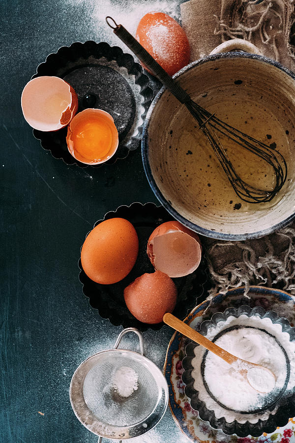 A Still Life With Eggs And Flour top View Photograph by Lucie Beck