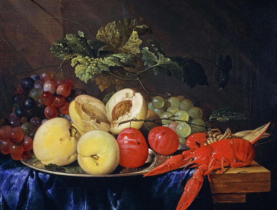 A Still-life with Fruit and Lobster, 1650 Painting by Jan Davidsz de ...