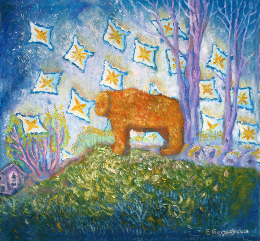 A stone bear Painting by Elzbieta Goszczycka