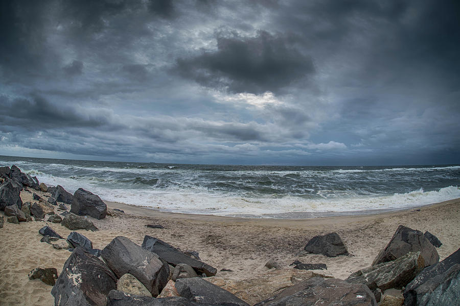 A Stormy Day at Sandy Hook, New Jersey Photograph by Alan Goldberg