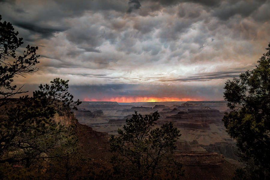 Grand Canyon National Park Photograph - A Stormy Sunset at the Canyon by John M Bailey