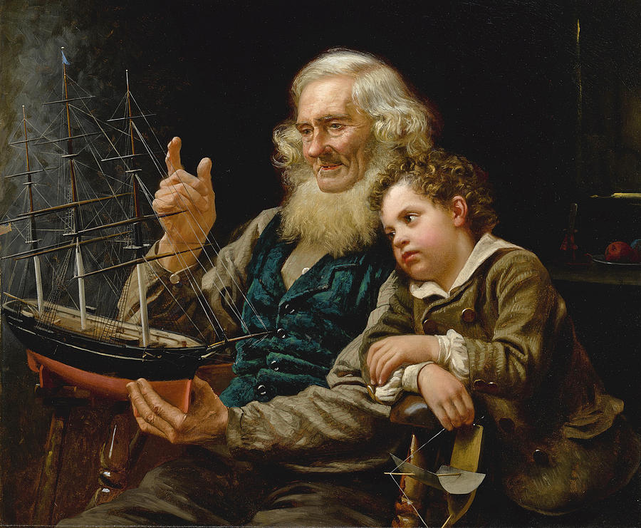 A Story of the Sea Painting by John George Brown