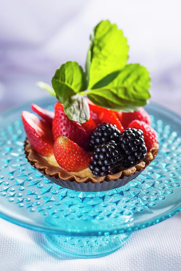 A Strawberry And Blackberry Tartlet Photograph by Lukasz Zandecki