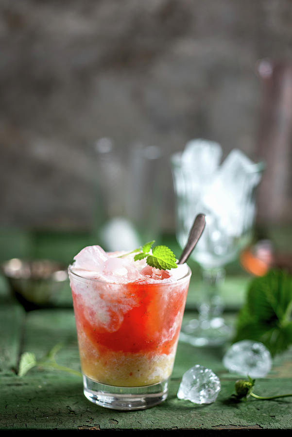 A Strawberry Kiss Cocktail Made With Strawberry Pure, Cream And Orange Juice Photograph by Angelika Grossmann