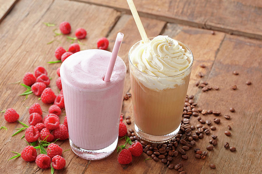 A Strawberry Milkshake And A Coffee Milkshake Photograph by Atelier Mai 98
