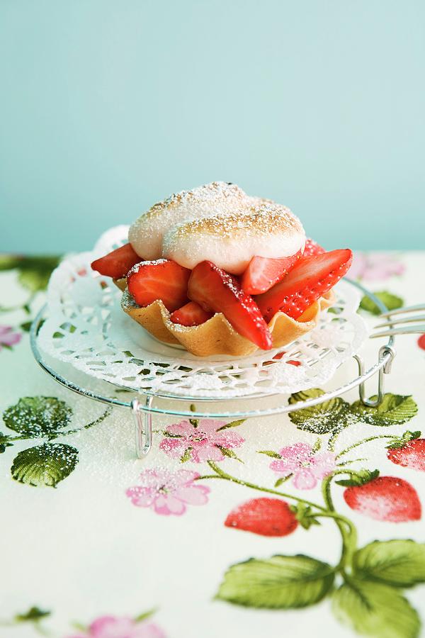 A Strawberry Tartlet Topped With Meringue Photograph by Michael Wissing