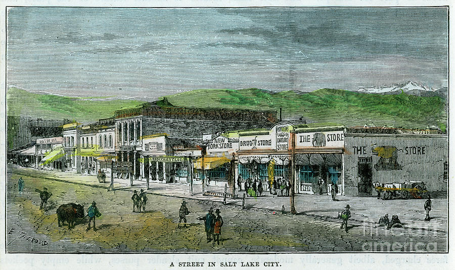 A Street In Salt Lake City, Utah, Usa Drawing by Print Collector