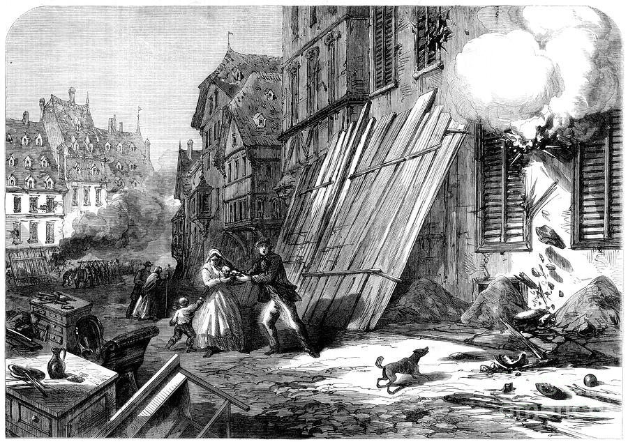 A Street In Strasbourg During The Siege Drawing by Print Collector