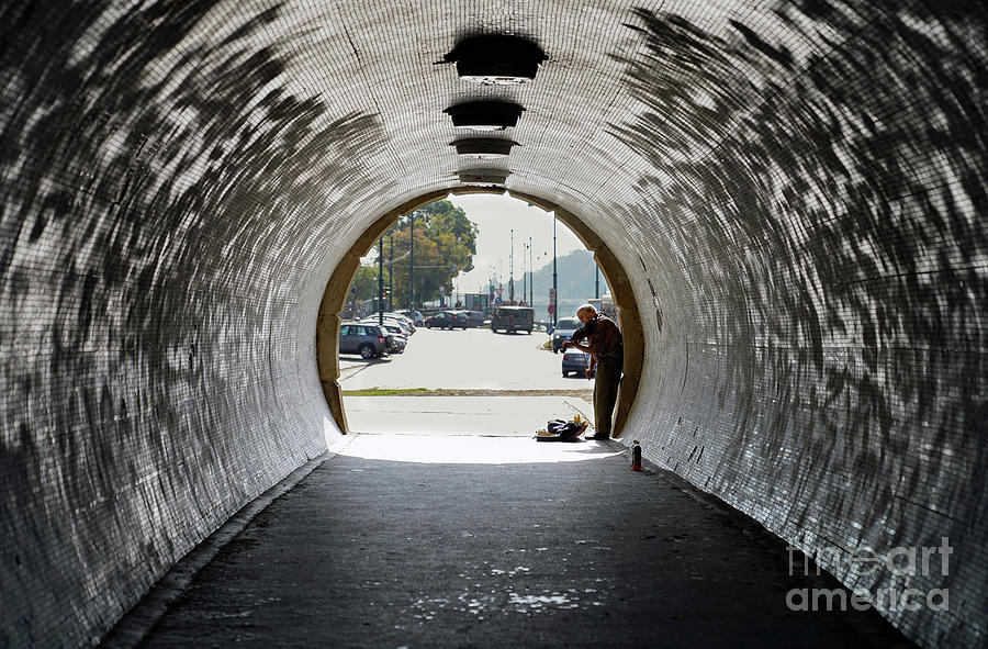 Street Photograph - A Street Performer in Budapest by Kenneth Lempert