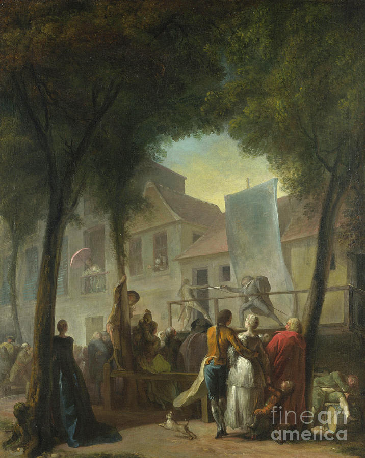 A Street Show In Paris,  1760 Painting by Gabriel De Saint-aubin