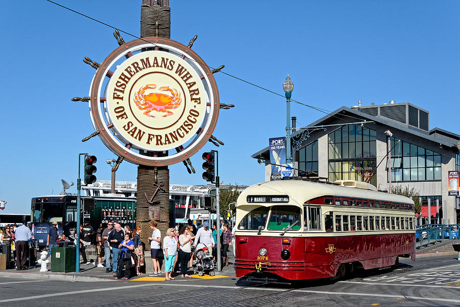 A Streetcar Named Toronto -- Streetcar Under Fishermans Wharf Sign in San Francsico, California Photograph by Darin Volpe