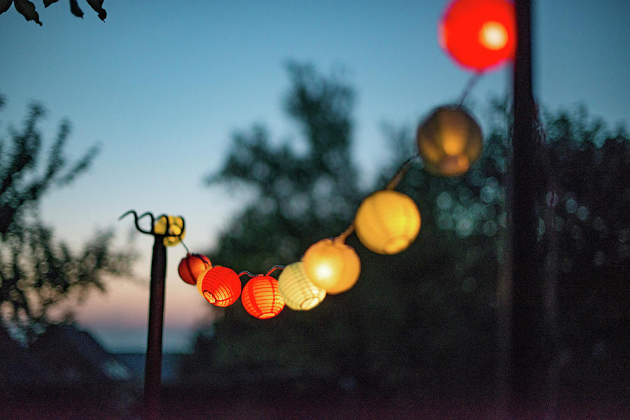 A String Of Lanterns As Decoration For A Garden Party Photograph by Sebastian Schollmeyer