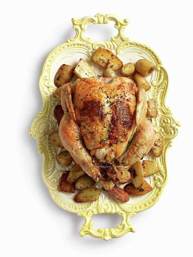 A Stuffed Turkey On A Old-fashioned Serving Platter Photograph by Clinton Hussey