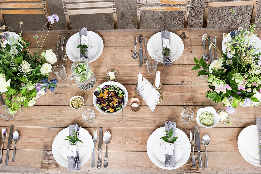 A Styled Table With Flower Arrangements Photograph by Lucie Beck