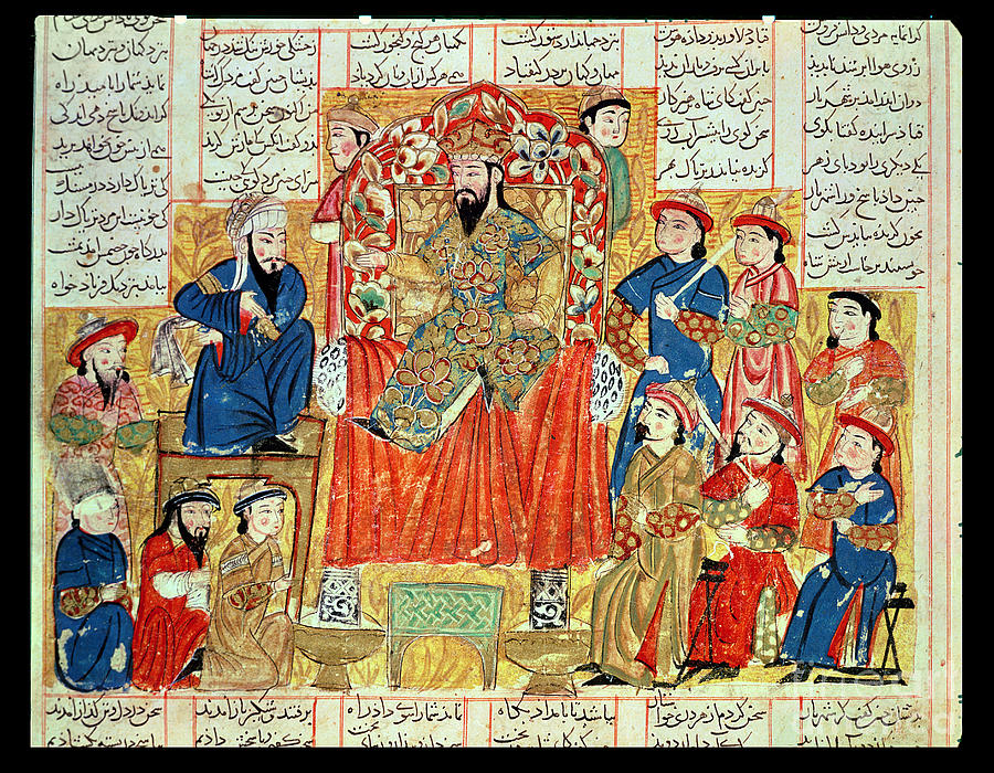 A Sultan And His Court, Illustration From The shahnama Painting by Persian School