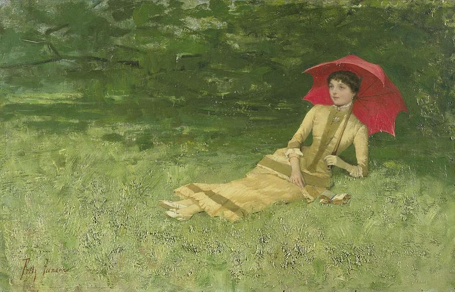A Summer Afternoon. Painting by Frits Jansen -1856-1928-