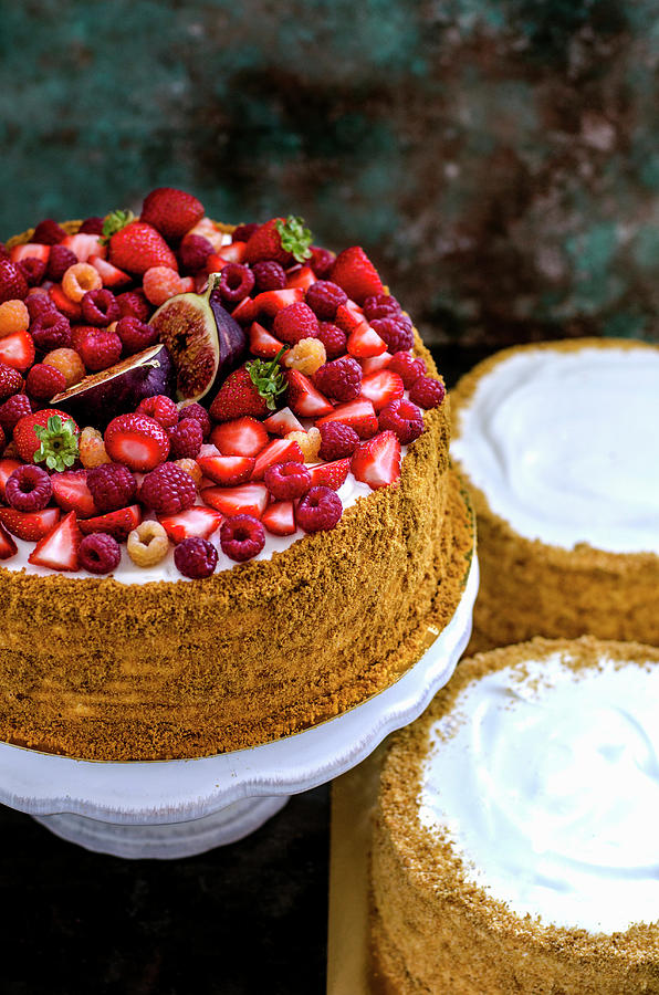 A Summer Berry Cake With Figs Photograph by Gorobina