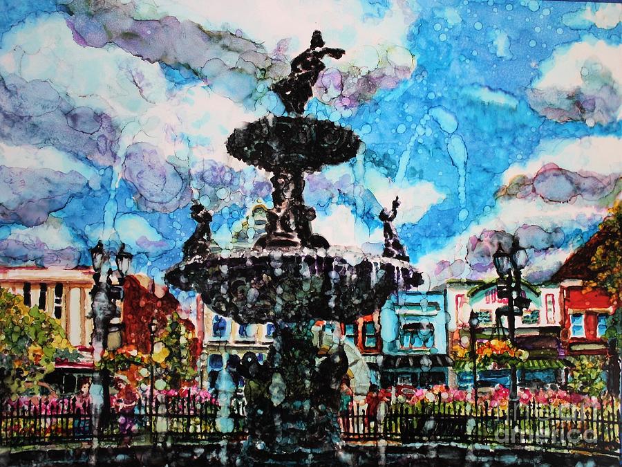 A Summer Day At Fountain Square Park 2017 Painting
