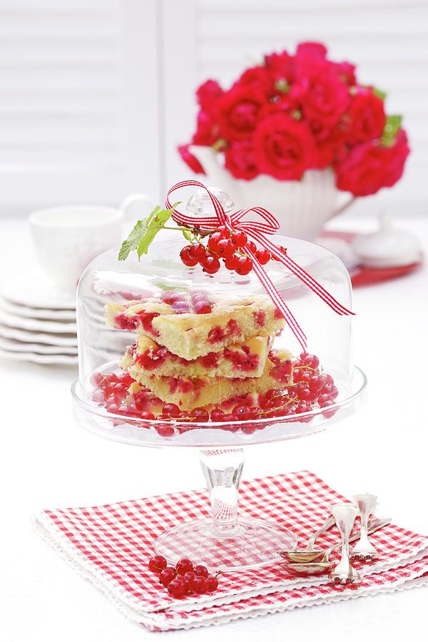A Summery Redcurrant Cake Under A Glass Cloche Photograph by Angelica Linnhoff
