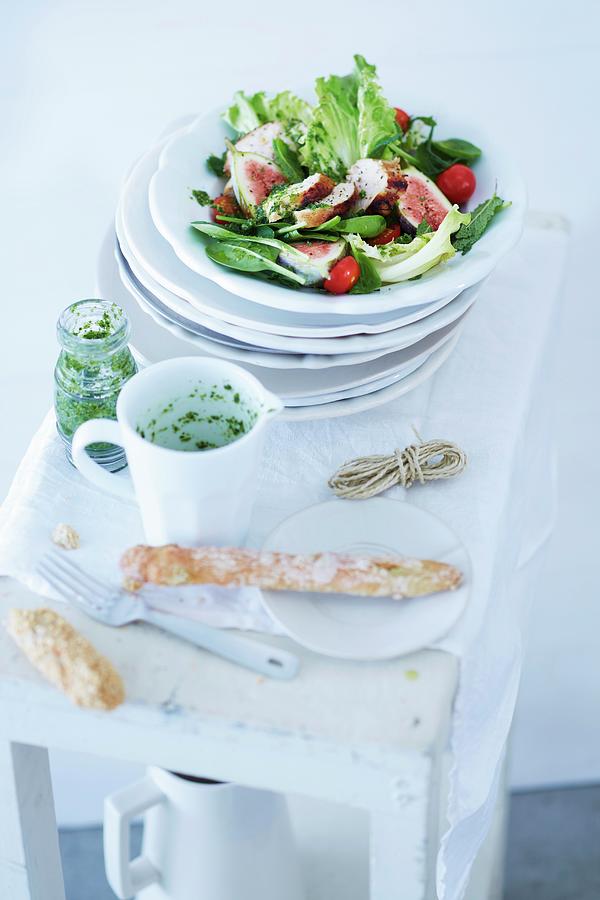 A Summery Salad With Figs And Chicken Breast Photograph by Jalag / Janne Peters