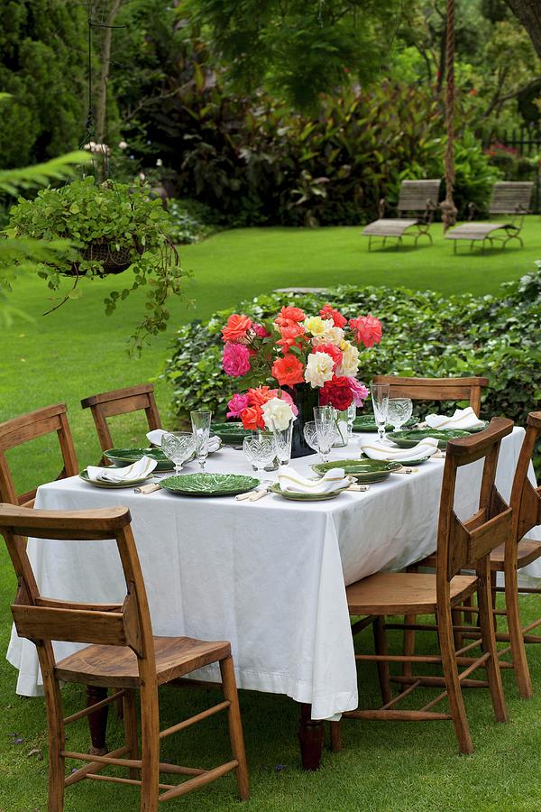 A Summery Table Laid In A Garden Photograph by Great Stock!