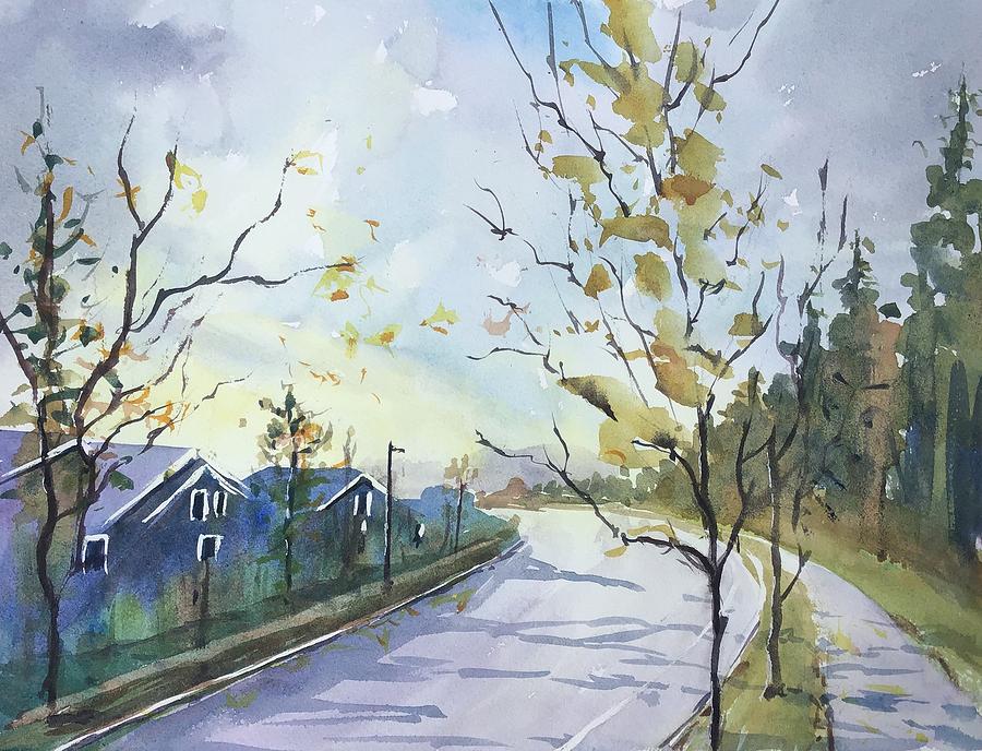 Autumn Painting - A Sun Break On The Way Home by Yohana Knobloch Autumn Painting - A Sun Break On The Way Home by Yohana Knobloch