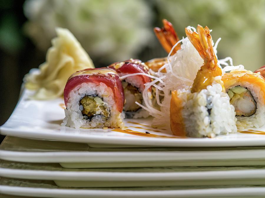 A Sushi Platter With Fried Rice Noodles Photograph by Manuel Krug