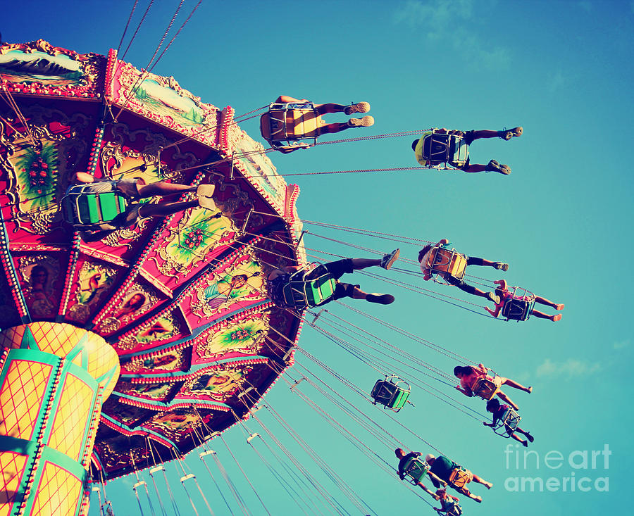 Play Photograph - A Swinging Fair Ride At Dusk Toned With by Annette Shaff Play Photograph - A Swinging Fair Ride At Dusk Toned With by Annette Shaff