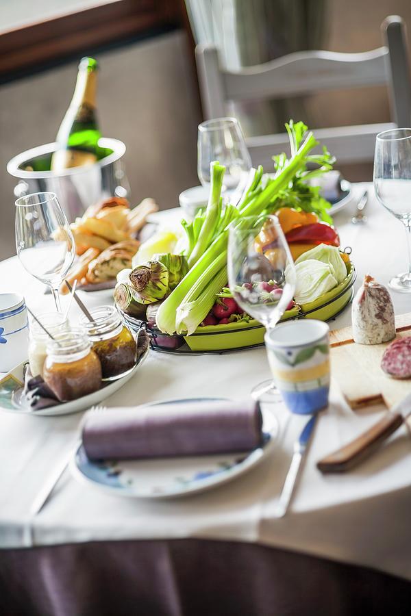 A Table Laid For A Meal; The Appetisers Are Served Photograph by Imagerie