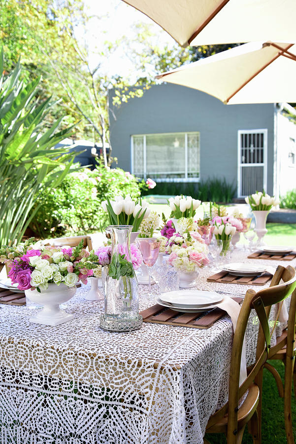 A Table Laid For A Summer Garden Party Photograph by Great Stock!