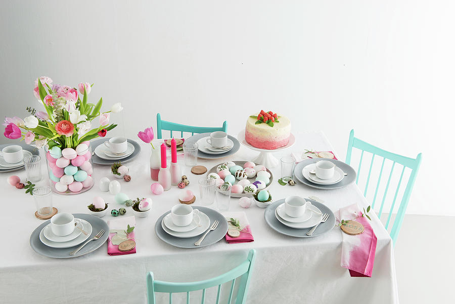 A Table Laid For Easter With Coffee And Cake Photograph by Fotografie-lucie-eisenmann