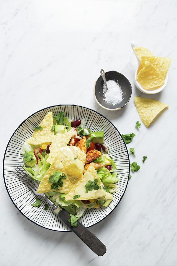 A Taco Salad With Kidney Beans And Chicken Photograph by Nadja Hudovernik Food Photography