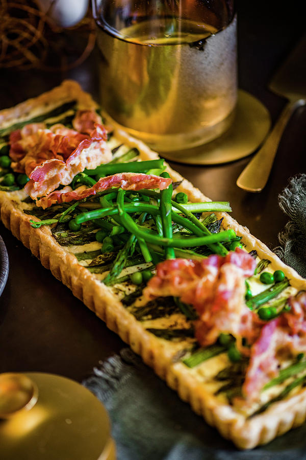 A Tart With Green Asparagus, Peas And Bacon For An Easter High Tea Photograph by Hein Van Tonder