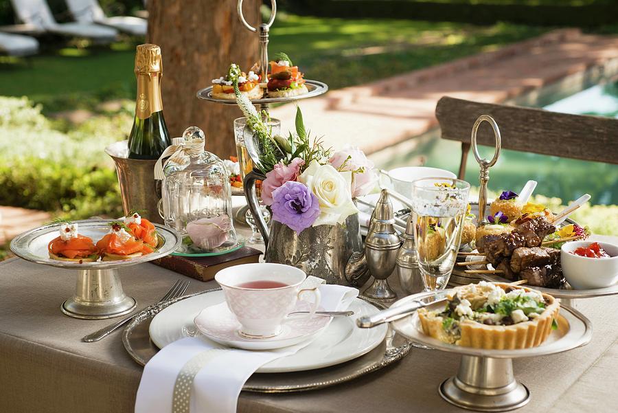 A Tea Time Buffet On A Restaurant Terrace Photograph by Great Stock!