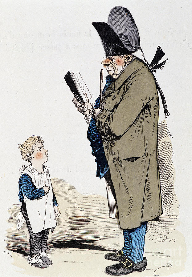 A Teacher And His Pupil - Drawing By Bertall, In “” Pierre Lirresolu””, 1876 Drawing by Charles Albert Darnoux Bertall