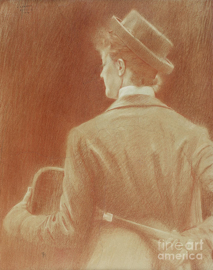 A Tennis Player; Study For memories; Une Joueuse De Tennis; Etude Pour memories, 1889 Drawing by Fernand Khnopff