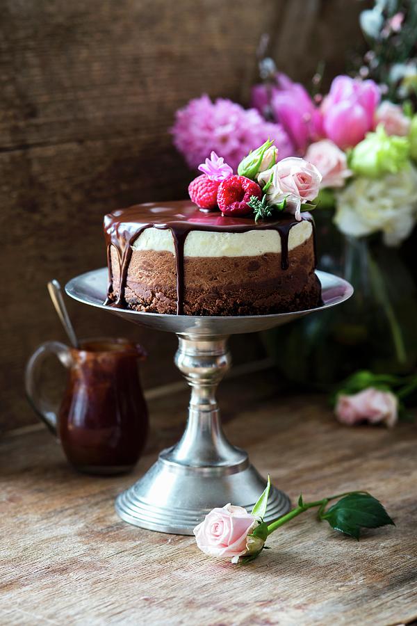 A Three-layered Chocolate Cake Photograph by Irina Meliukh