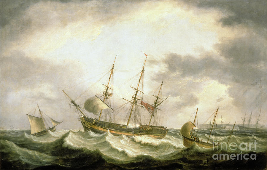 A Three Master Adrift In The Downs With Help At Hand Painting by Thomas Luny