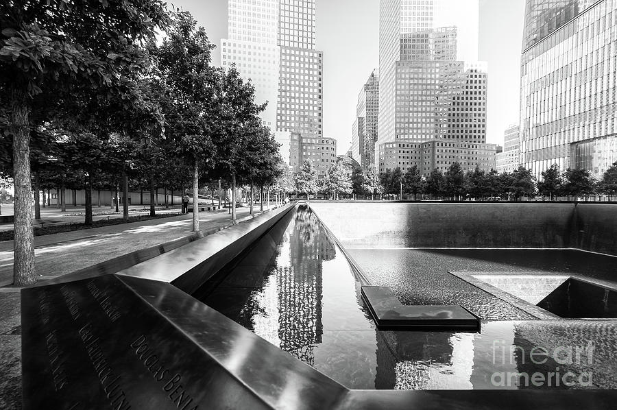 A Time for Reflection at the September 11 Memorial in New York City Photograph by John Rizzuto