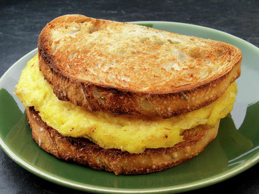 A Toasted Scrambled Egg Breakfast Sandwich usa Photograph by Paul Poplis