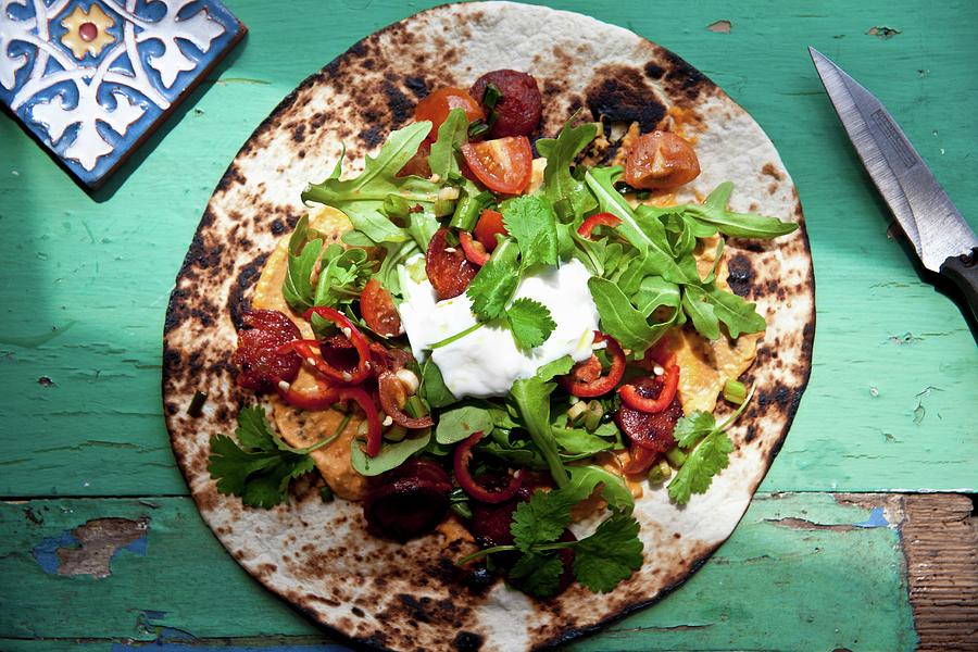 A Toasted Tortilla With A Mixed Topping Photograph by George Blomfield