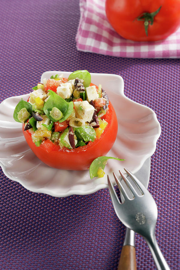 A Tomato Stuffed With Amaranth And Feta Salad Photograph by Teubner Foodfoto
