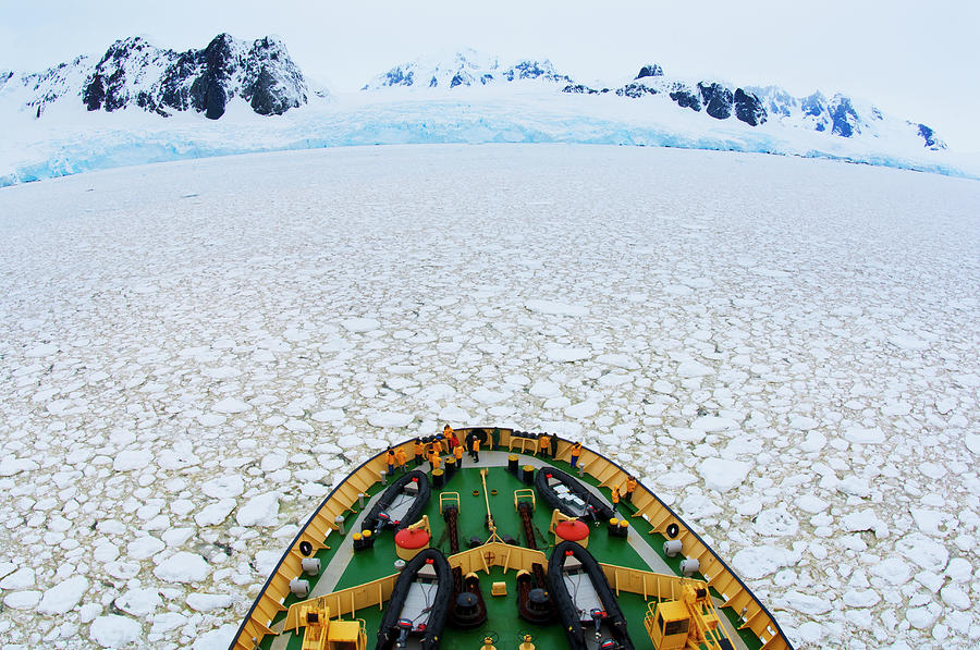 A Tourist  Ship In Frozen Sea, Lemaire Photograph by Mike Hill