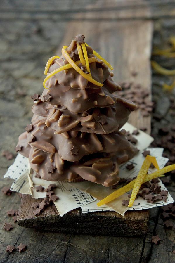 A Tree Made From Chocolate-coated Slivered Almonds Photograph by Martina Schindler