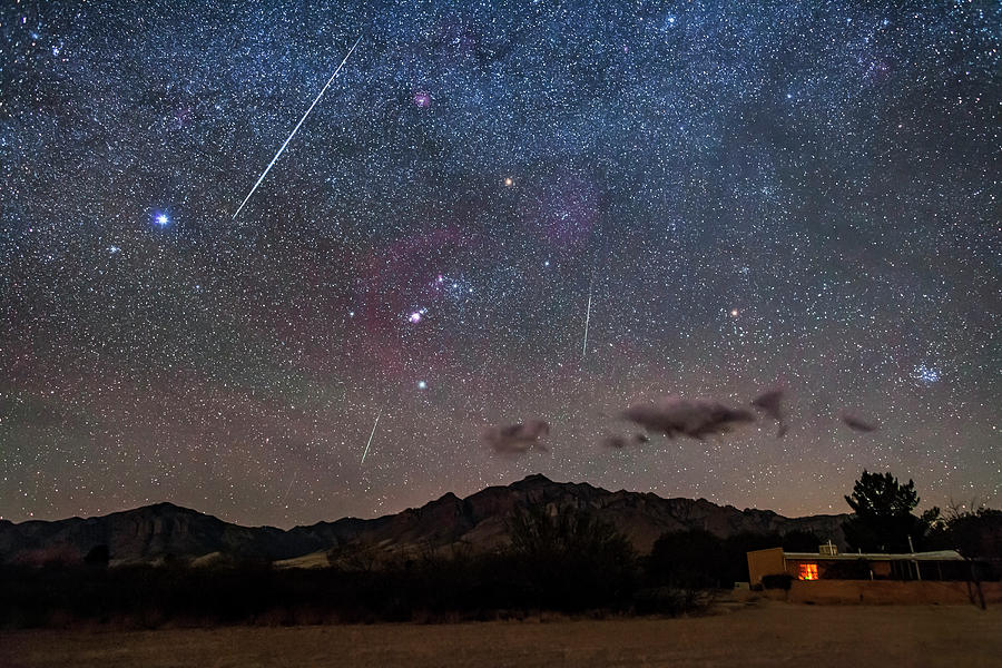 A Trio Of Geminid Meteors Photograph by Alan Dyer
