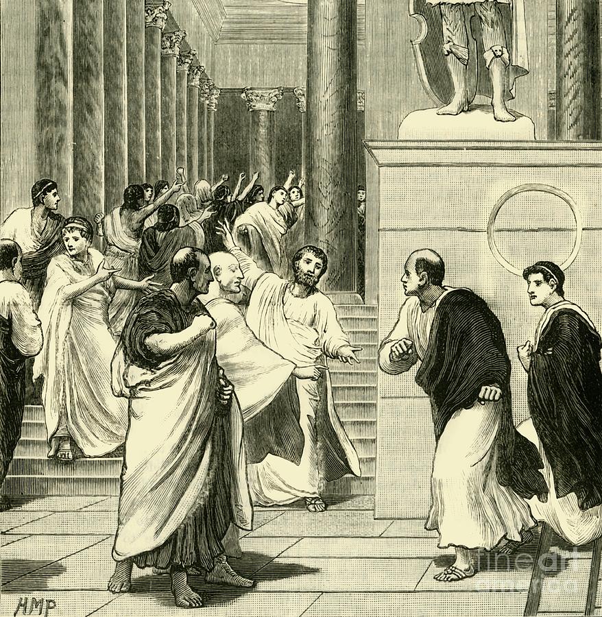 A Tumult In The Forum At Rome Drawing by Print Collector