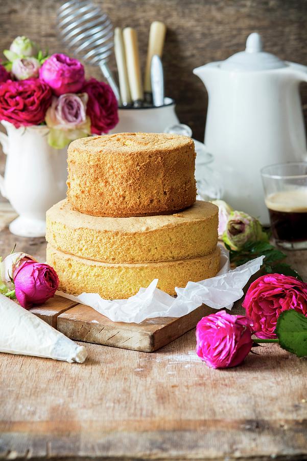 A Two Tier Naked Cake With A Biscuit Base Photograph by Irina Meliukh