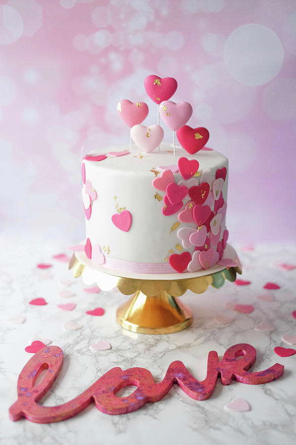 A Valentines Day Cake With Stracciatella Base, Buttercream And Cherries Photograph by Marions Kaffeeklatsch