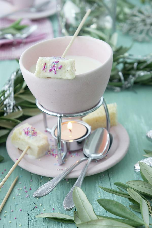 A Vanilla Fondue With Sweet Bread And Sugar Sprinkles Photograph by Martina Schindler